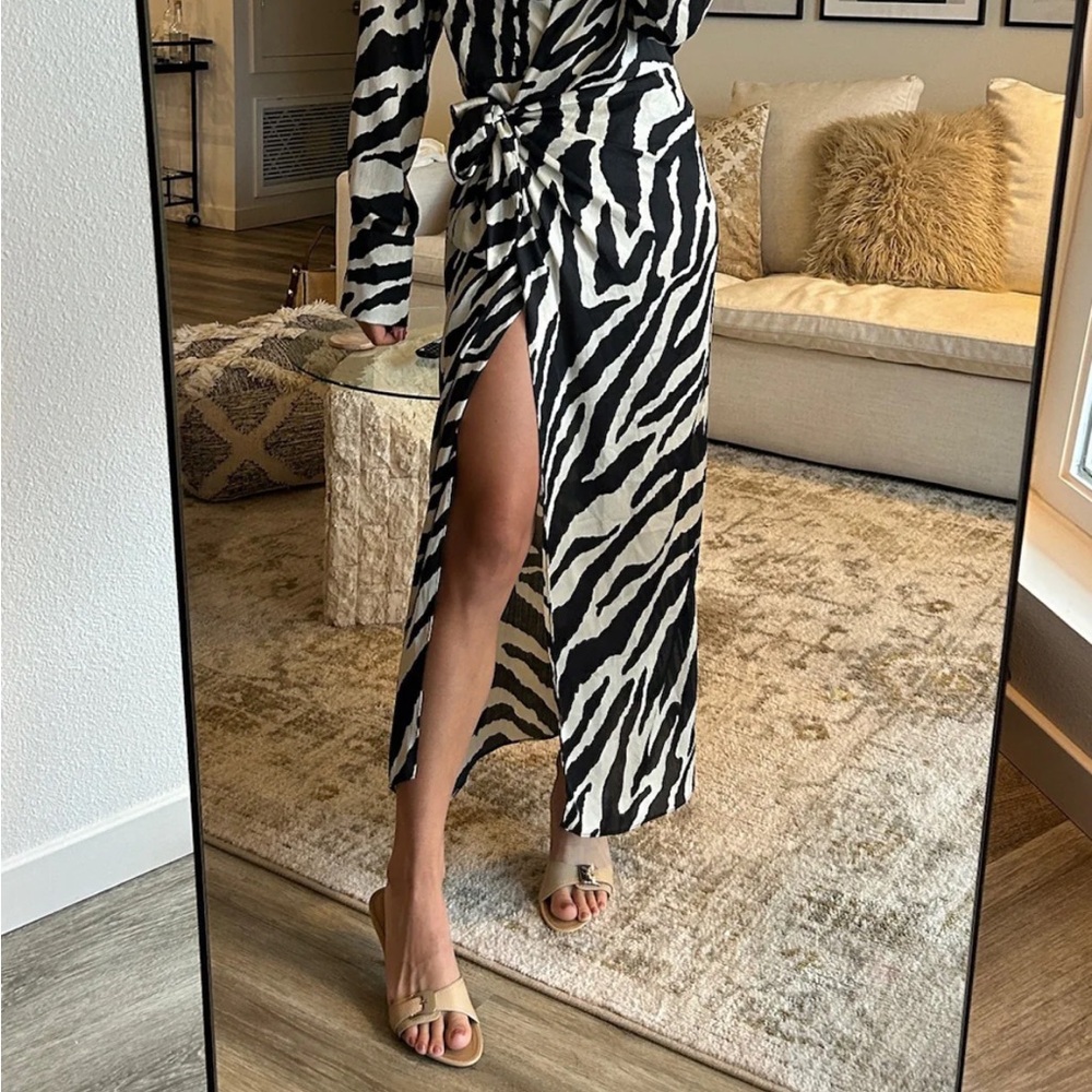 12th Tribe Black and White Zebra Print Skirt